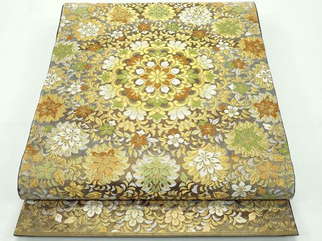 未使用西陣川島織物六通柄本袋帯雪輪花文金糸極上34万証紙付き