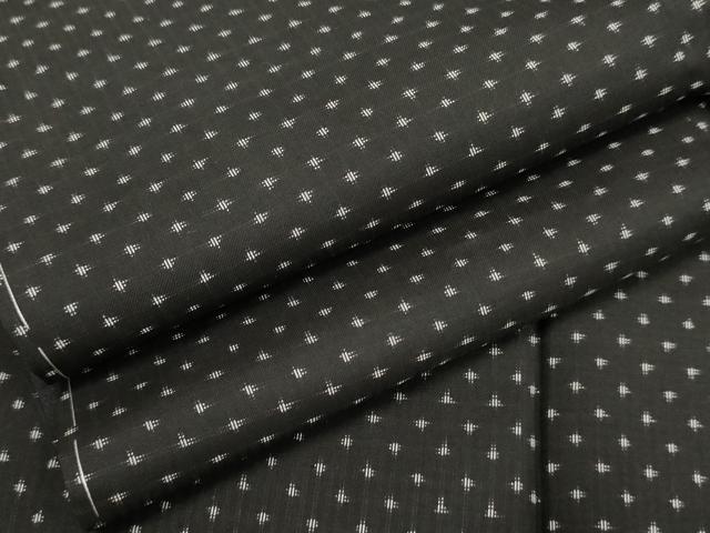 平和屋着物●上質な紬　蚊絣　黒地　正絹　逸品　未使用　AABF2054cs｜平和屋