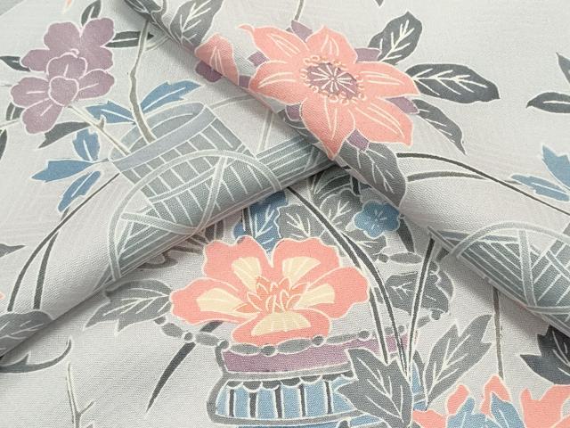 長閑やかさ屋御召しもの▽飛び切りな小紋 単衣 鳳凰花文 正絹 珠玉 CABF6479ou