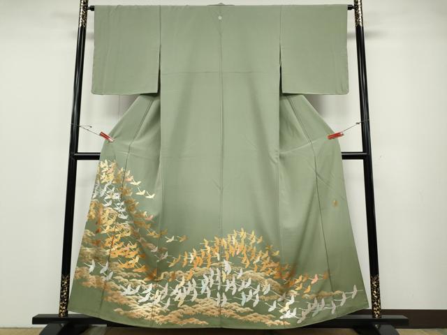 平和屋着物●金彩友禅　卓越技能者・名工・和田光正　色留袖　飛鶴松文　金銀彩　正絹　逸品　CABD7284ut｜平和屋