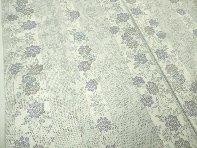 平和屋本店●極上 本場大島紬 白大島 7マルキ 牡丹間道 逸品 DZAA6180kh6
