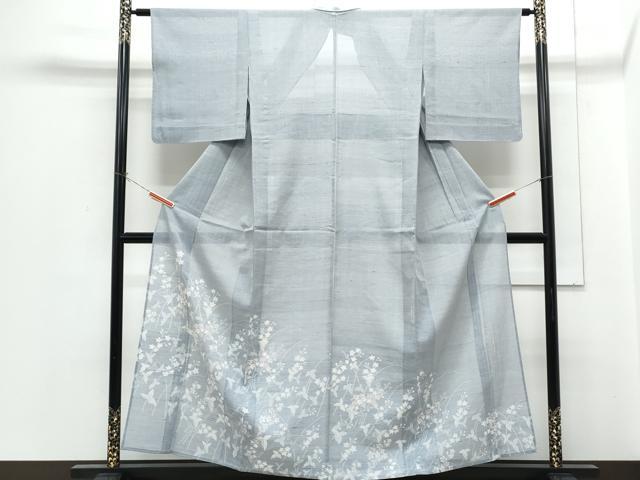 長閑やかさ屋御召しもの＊夏物 色留短い訪問着 紗紬 顕花植物文 正絹 珠玉 CABH3904th