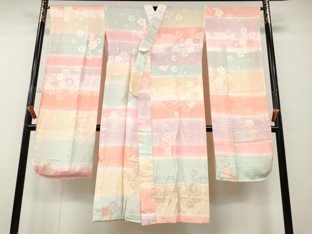 平和屋着物●振袖用長襦袢　無双仕立て　横段舞花文　正絹　逸品　CABD7533ut｜平和屋 11,076円