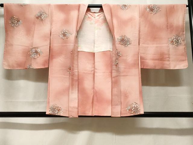 長閑やかさ屋御召しもの＃羽織 地紋起こし 菱被子植物文 暈し染め 正絹 珠玉 未当て嵌める CABF3984電子ボルト