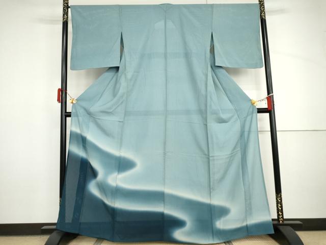 長閑やかさ屋御召しもの＊夏物 色留袖 縦絽 水流文 暈し染め 正絹 珠玉 AABI9725cs
