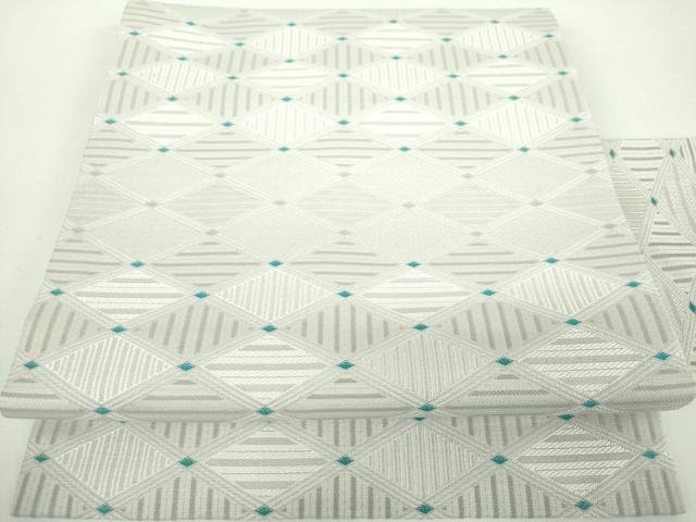 平和屋着物●九寸名古屋帯 菱繋ぎ 正絹 逸品 未使用 DABD1297ps|平和屋