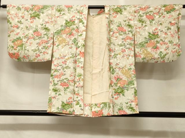 長閑やかさ屋御召しもの＃羽織 顕花植物文 正絹 珠玉 CABG8094インチ