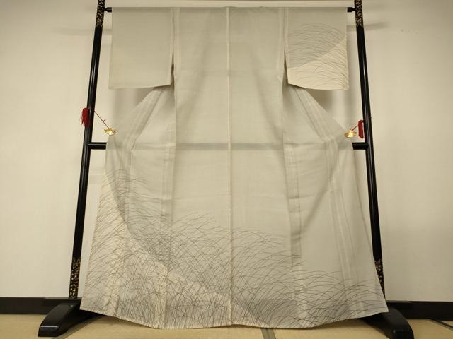 長閑やかさ屋御召しもの＊夏物 発祥地大島紬 夏大島 短い訪問着 芝生文 正絹 珠玉 AABG2023jd