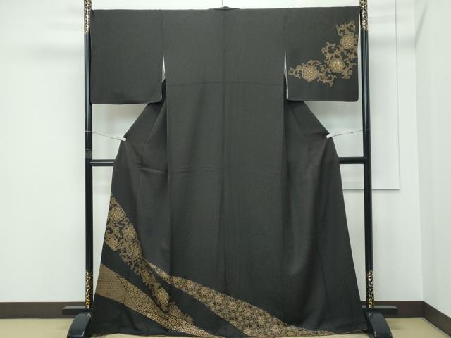 長閑やかさ屋御召しもの●飛び切り 印傳 短い訪問着 正倉院花唐草文 檳榔子染めつける地 珠玉 CZAA5597s6