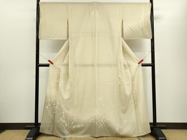 長閑やかさ屋御召しもの＊夏物 短い訪問着 絽紬 被子植物文 暈し染め 正絹 珠玉 CABH7660ze