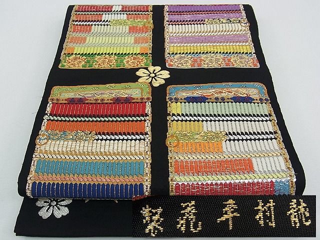 楽天市場】平和屋2□最高級 龍村平蔵製 本袋帯 モール一房文 黒地 金