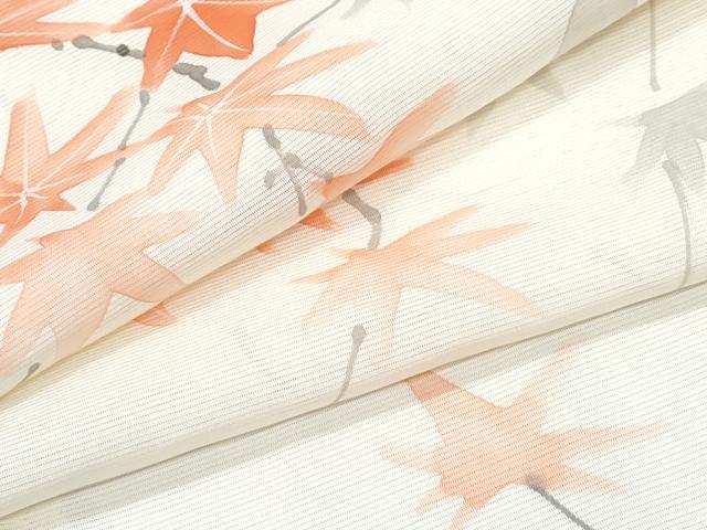 長閑やかさ屋御召しもの＊夏物 小紋 絽 枝楓文 正絹 珠玉 CABH3897th