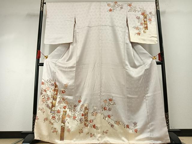 長閑やかさ屋御召しもの●短い訪問着 友禅 色紙枝花文 暈し染め 金彩 正絹 珠玉 AABG4733fy