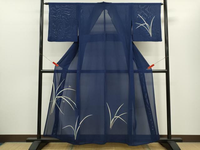 長閑やかさ屋御召しもの＊夏物 短い訪問着 絽 蛍 植物文 金彩 正絹 珠玉 CABH7664ze