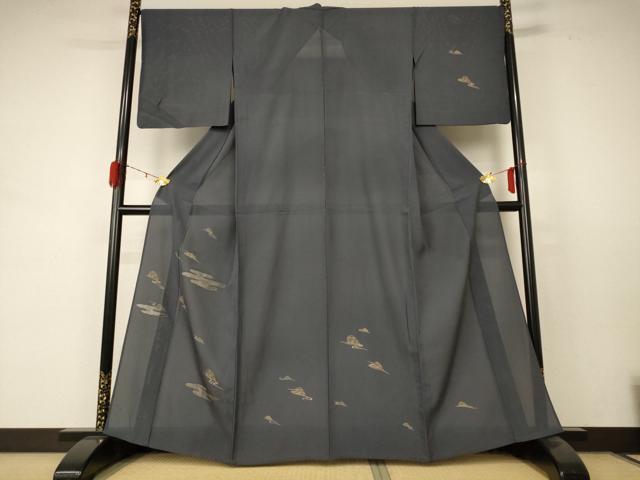 長閑やかさ屋御召しもの＊夏物 短い訪問着 絽 片輪車文 金彩 正絹 珠玉 AABD4591jd