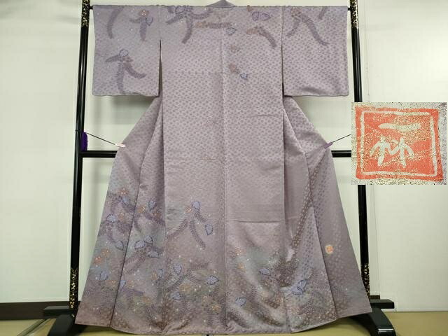 平和屋本店●最高級 初代 久保田一竹 幻の辻が花 訪問着 葵 暈し染め 金通し地 大丸扱い 逸品 DZAA6698kh6|平和屋