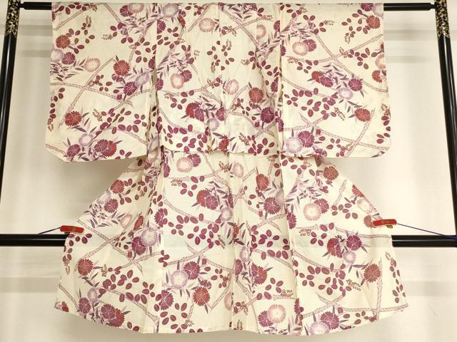 長閑やかさ屋御召しもの＊夏物 浴衣 赤ちゃん うしろ帯 綿絽 撫松庵 被子植物文 綿 珠玉 AABG3230ja