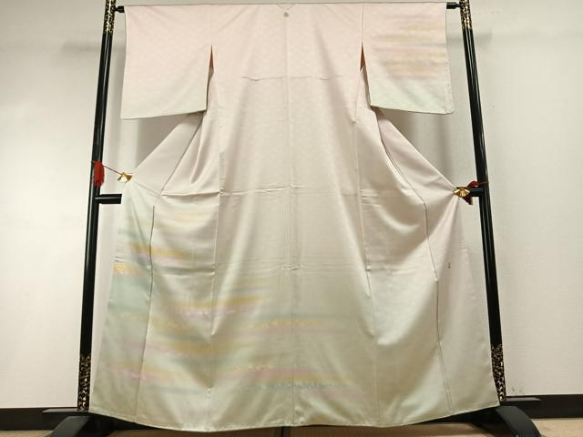 長閑やかさ屋御召しもの●万物の霊長国宝 福田喜三郎 短い訪問着 霞文 金彩 鈴乃屋取りまわし 正絹 珠玉 AABI1815fy