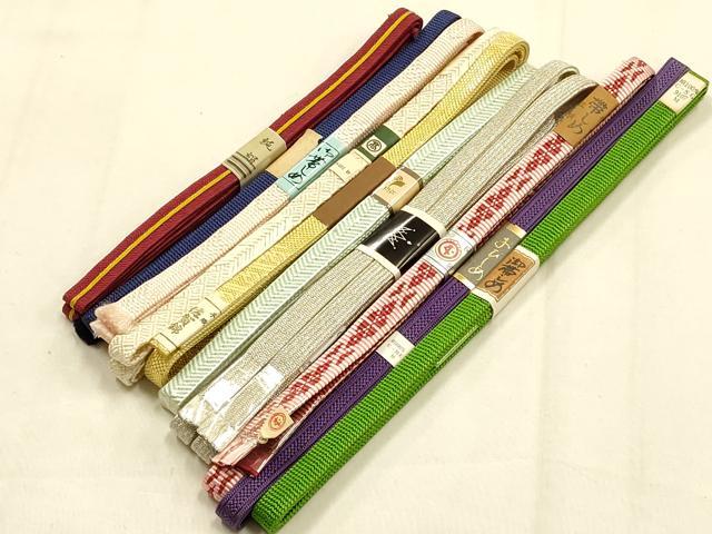 平和屋着物●和装小物　帯締め10本セット　三分紐　四分紐　佐賀錦　本場筑前博多織　金銀糸　高島屋扱い　逸品　未使用　AABG8901ay｜平和屋