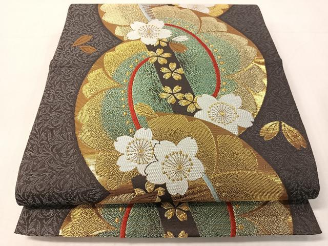 平和屋着物●六通柄袋帯　舞桜　金糸　正絹　逸品　CABJ7410vp｜平和屋