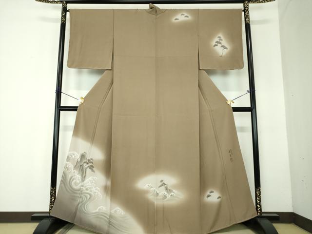 長閑やかさ屋御召しもの●言い慣わし芸術士 森勇雄 短い訪問着 墨付き 立波見晴らし 暈し染め 正絹 珠玉 未当て嵌める DABF7794ps