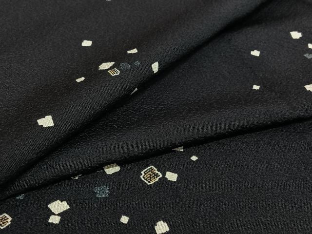 平和屋着物▽上質な小紋 単衣 箔散らし文様 黒地 正絹 逸品 AABH9876jh|平和屋