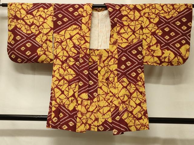 長閑やかさ屋御召しもの＃羽織 絞り 菱文 正絹 珠玉 CABG8097インチ