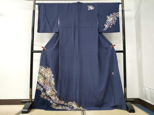 長閑やかさ屋御召しもの●越後十日町の第一級染匠 桐屋・翠山細工所 短い訪問着 辻が花 金彩 ロング丈 正絹 珠玉 CABG0953yc