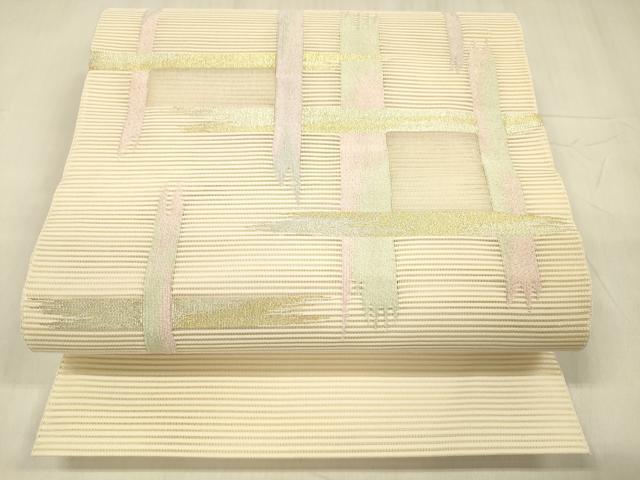 長閑やかさ屋御召しもの＊夏物 絽綴れ 八寸名古屋帯 抽象化文様 現ナマ糸 正絹 珠玉 DABE6012糎