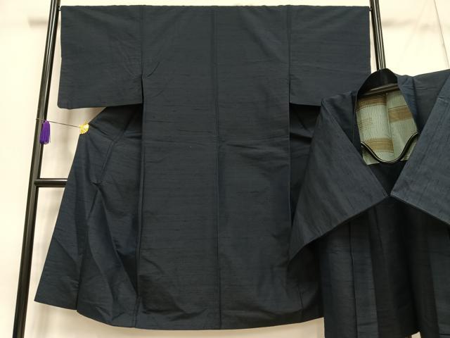 楽天市場】平和屋着物○男性 紬 アンサンブル 色無地 煤色 正絹 逸品