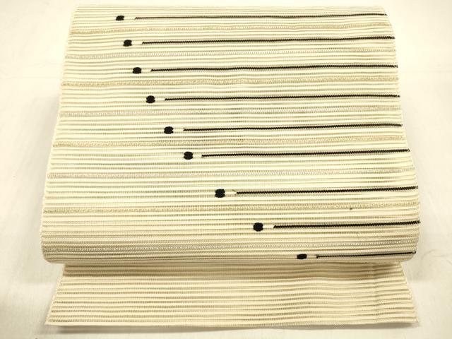 長閑やかさ屋御召しもの＊夏物 絽綴れ 八寸名古屋帯 横段文 現ナマ糸 正絹 珠玉 DABB3837糎