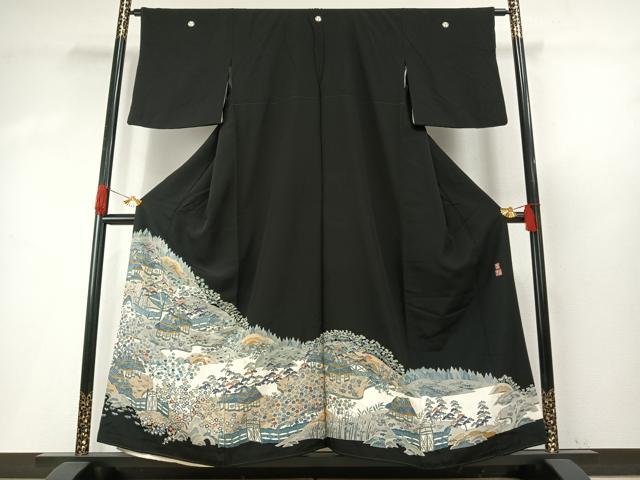 長閑やかさ屋御召しもの●本加賀友禅絵描き 百貫華峰 黒留袖 茶屋辻 銀座おゝぎ屋取りまわし 正絹 珠玉 AABH5046fy
