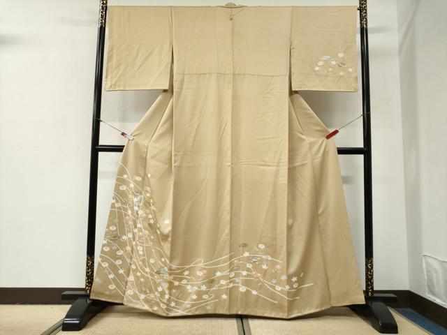 長閑やかさ屋御召しもの●短い訪問着 西洋紙枝花文 現ナマ彩 正絹 珠玉 CABG0961yc