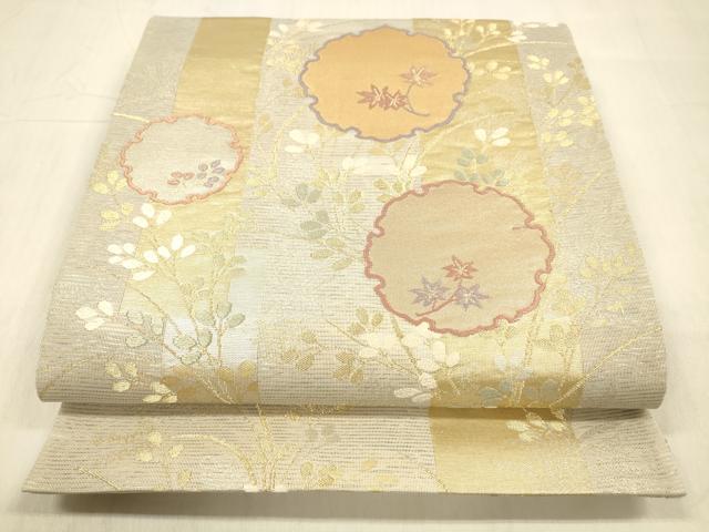 長閑やかさ屋御召しもの＊夏物 六通柄袋帯 唐織 竜田川 現ナマ糸 正絹 珠玉 DABB3839糎