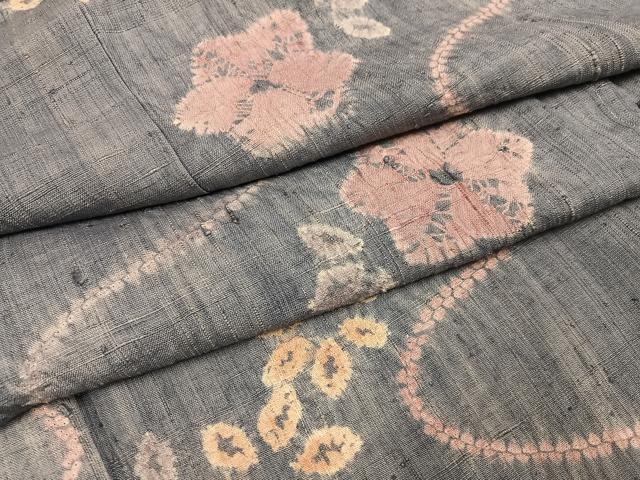 平和屋着物●生紬　絞り　流水花文　正絹　逸品　AABI7392ph｜平和屋