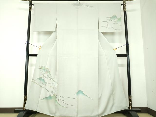 長閑やかさ屋御召しもの●短い訪問着 駒刺しゅう 遠山文 暈し染め 金彩 正絹 珠玉 DABF7844ps