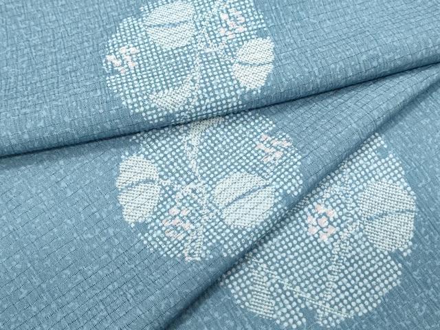 長閑やかさ屋御召しもの＊夏物 小紋 絽縮緬 雪輪花文 洗える御召しもの CABH3918th