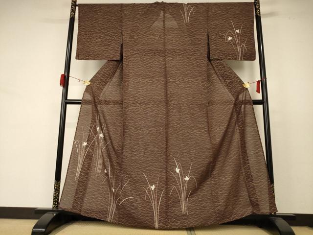長閑やかさ屋御召しもの＊夏物 短い訪問着 絽 被子植物文 現ナマ彩 正絹 珠玉 AABD4671jd