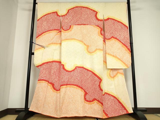 長閑やかさ屋御召しもの●晴れ晴れしい振袖 総絞り 雪輪重ね文 正絹 珠玉 DABA4712az