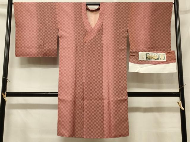 長閑やかさ屋御召しもの＃道行厚地の外套 市松抜け道 証紙付き添い人 ロング丈 正絹 珠玉 CABD7999インチ