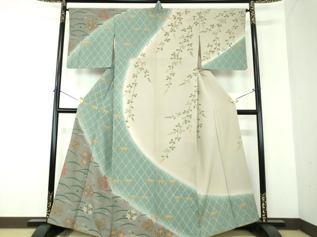 長閑やかさ屋御召しもの●短い訪問着 露芝花丸文 金彩 正絹 珠玉 DABF7858ps