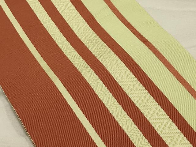 平和屋着物●本場筑前博多織 半幅帯 間道 一重帯 正絹 逸品 AABJ7443sx|平和屋