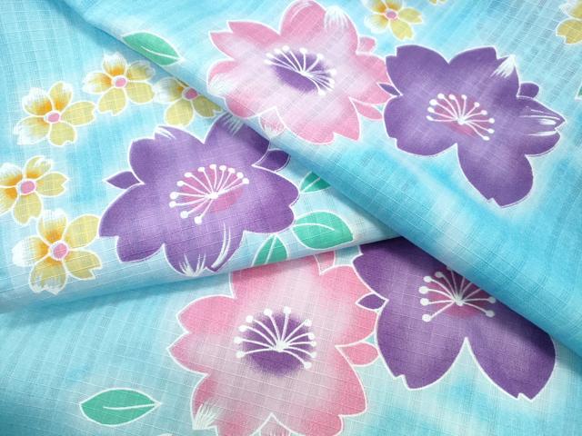 平和屋着物∴夏物 浴衣 綿紅梅 舞桜 綿 逸品 未使用 CABH1316ng|平和屋