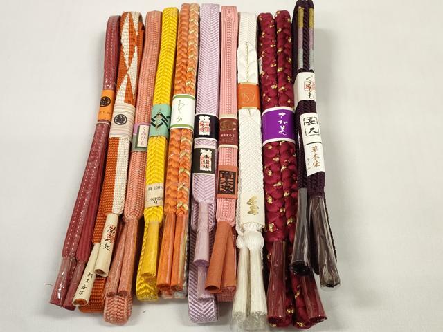 平和屋着物●和装小物 帯締め10本セット 手組紐 組紐 草木染 笹浪組 金糸 さが美・三越扱い 龍工房 長尺あり 逸品 未使用 DABC1190zzz