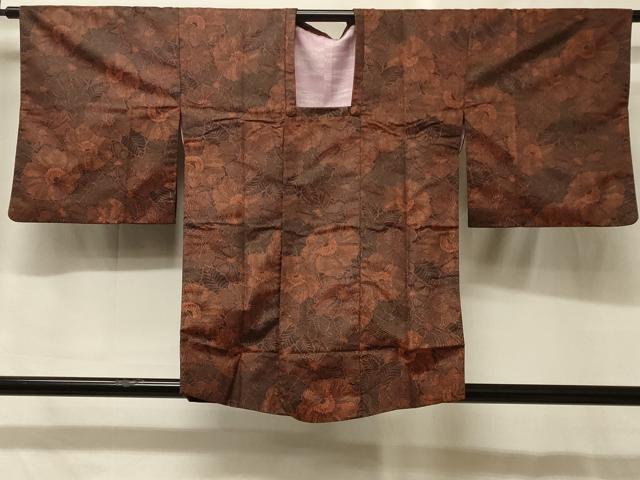 長閑やかさ屋御召しもの＃道行厚地の外套 顕花植物文 黒地 正絹 珠玉 CABG8101インチ