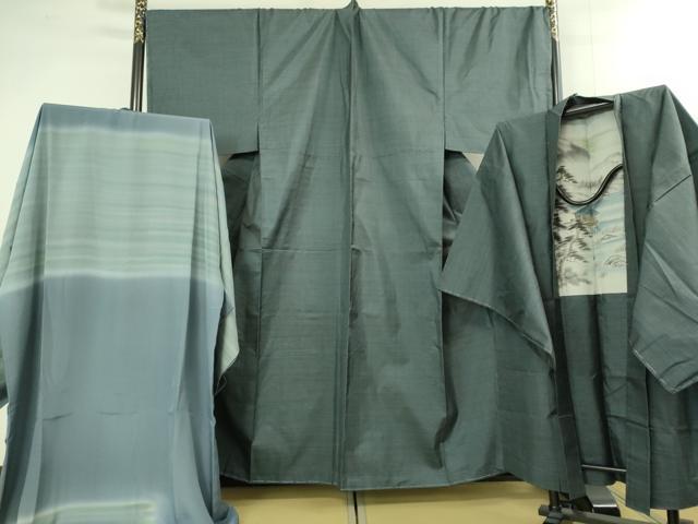 長閑やかさ屋御召しもの■御前上等 成人男性 発祥地大島紬 合奏団 キングサイズ 長襦袢(袷)・長羽織書き割り 100亀甲 総端っこ 珠玉 未当て嵌める DZAB1887kh6