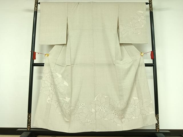 長閑やかさ屋お召しもの▽白鷹お召しもの 短い訪問着 単衣 顕花植物文 正絹 珠玉 AABJ3547jh