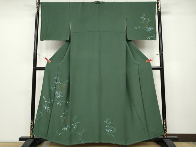 長閑やかさ屋御召しもの●短い訪問着 枝葉文 金彩 正絹 珠玉 CABC2007ut