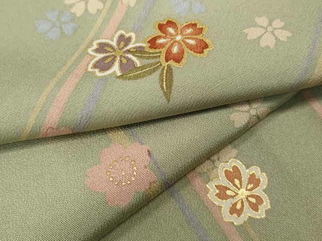 平和屋着物○上質な小紋 舞桜間道 金彩 ロング丈 正絹 逸品 未使用