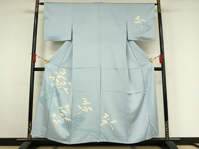 長閑やかさ屋御召しもの▽短い訪問着 単衣 水流松文 正絹 珠玉 AABJ3565jh